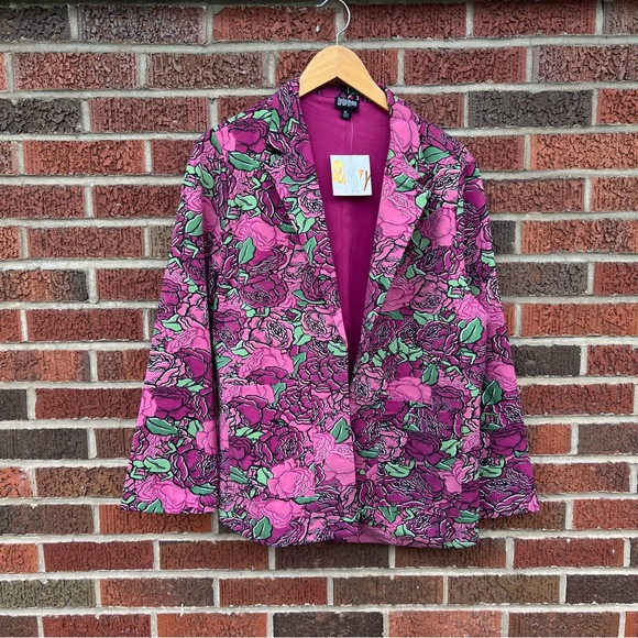 LuLaRoe Jackets & Blazers - Lula Roe Pink and Green Rose Floral Blazer Suit Jacket